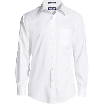 Lands' End Men's Solid No Iron Supima Pinpoint Straight Collar Dress Shirt