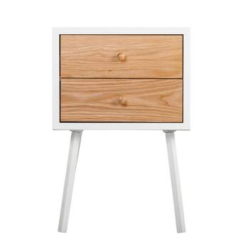 Abacus 2 Drawer Side Table Oak Brown/White - Universal Expert