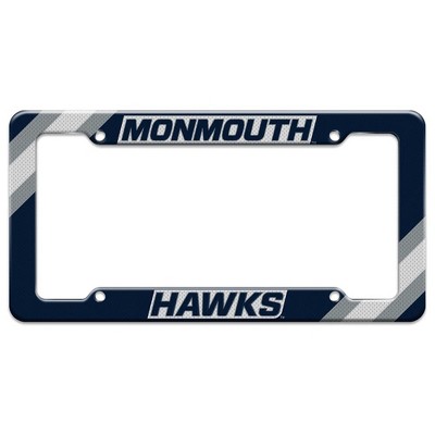 Monmouth Hawks Corner Stripes License Plate Tag Frame