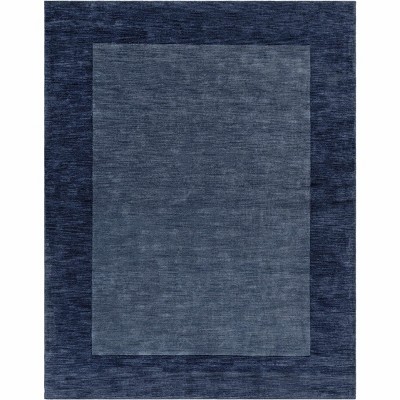 Hauteloom Bordered Solid Ink Blue Wool Rug