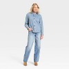 Women's Denim Button-Down Rhinestone Shirt - Universal Thread™ Light Wash - 3 of 4
