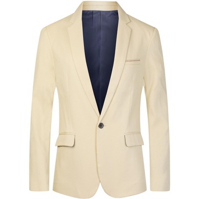 Lars Amadeus Men's Solid Color Notch Lapel One Button Formal Sports Coat