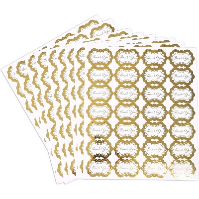 Paper Junkie 252 Piece Shiny Gold Foil Thank You Stickers to Seal Envelopes, 0.7 x 1.15 in
