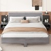 Queen/King Size Floating Platform Bed with LED Lights and Nightstands, Natural/White/Gray-ModernLuxe - 2 of 4