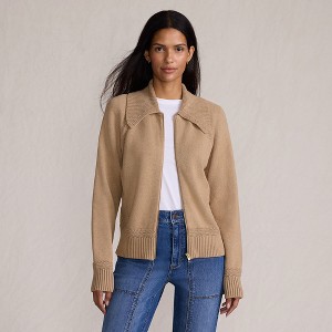 Lands' End Women's Drifter Large Collar Zip Front Cardigan Sweater - 1 of 4