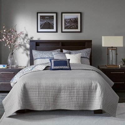 NicBex 6 Pcs Jacquard Comforter Set, Bedding Set Reversible Bedding Comforter Sets with Throw Pillows Embroidery and Pleated Details, Machine Washable