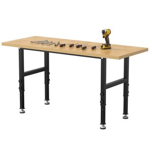 Huxxion 48" Adjustable Work Bench, Heavy Duty Chipboard Work Table with Power Outlet - 1 of 4
