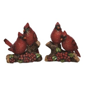 Transpac Resin Glitz Cardinal On Branch Set of 2 Christmas Home Decorations - 1 of 1