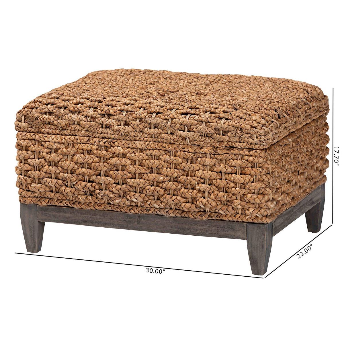 bali & pari Bailey Seagrass Square Storage Ottoman with Lift-Top Lid Natural Brown/Espresso Brown - thumbnail 10