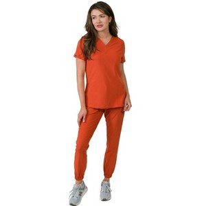 Medgear Olivia Women's 4 Pocket Top Gathered Jogger Pants Set - 1 of 4