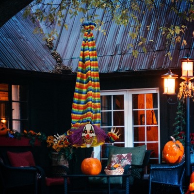 Whisen Halloween Animatronic Hanging Jester, Sound & Motion Sensor with Eerie Circus Sounds