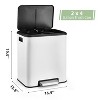 Dual Compartment Stainless Steel Trash Can, 2x4 Gal Capacity with Foot Pedal and Inner Buckets, Rectangular Recycling Bin for Kitchen Waste Sorting - 2 of 4