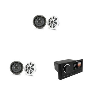 Kicker ( 2 Pair ) KM65 6.5-Inch (165mm) Marine Coaxial Speakers with 3/4-Inch (20mm) Tweeters, 4-Ohm, Charcoal and White Grilles , Bundled with MS-... - 1 of 4