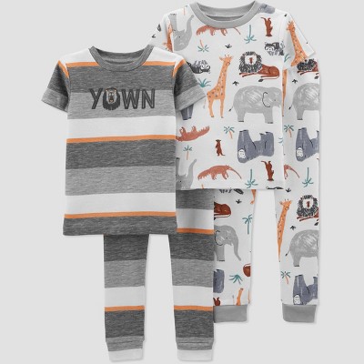 Baby Boys' 4pc Safari Striped Short Sleeve Snug Fit Pajama Set - Just One You® made by carter's