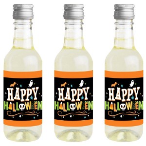 Big Dot of Happiness Jack-O'-Lantern Halloween - Mini Wine & Champagne Bottle Label Stickers - Halloween Party Favor Gift for Women & Men - Set of 16 - 1 of 4