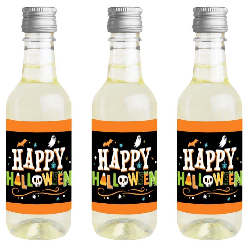 Big Dot of Happiness Jack-O'-Lantern Halloween - Mini Wine & Champagne Bottle Label Stickers - Halloween Party Favor Gift for Women & Men - Set of 16, 1 of 8