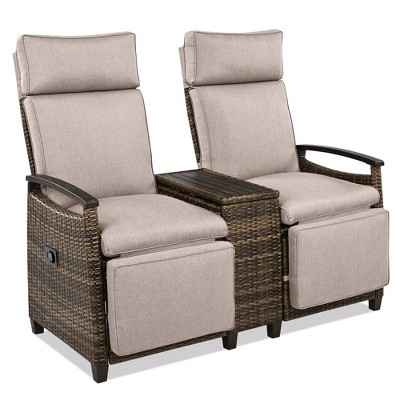 Infurnic Patio Accent Chairs, All Weather Outdoor Patio Chairs High Back Couch with Premium Cushions for Garden Backyard, Brown, 47.6"*23.6"*46.1"