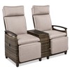 Cesicia Brown Patio Recliner Chair, Adjustable Backrest Wicker Lounge Chair Set with Acacia Wood Armrests and Built-in Storage Table for Porch, Lawn - 2 of 4