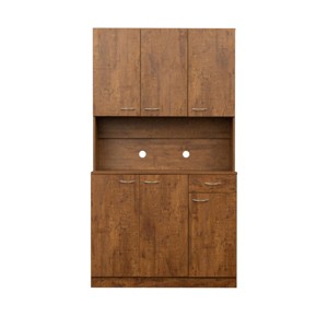 TopComfy Decorative Storage Cabinets Wardrobe Kitchen Cabinet With 6 Doors 1 Open Shelves And 1 Drawer For Bedroom, Brown, 39.37"*15.35"*70.87" - 1 of 4
