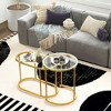 Costway Nesting Coffee Table Set of 2 with Tempered Glass Tabletop Heavy-duty Metal Frame - 2 of 4