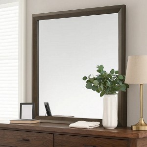 Royal Hampton Dresser Mirror, Beveled Glass, Dark Brown Wood Frame, 44x45 - 1 of 4