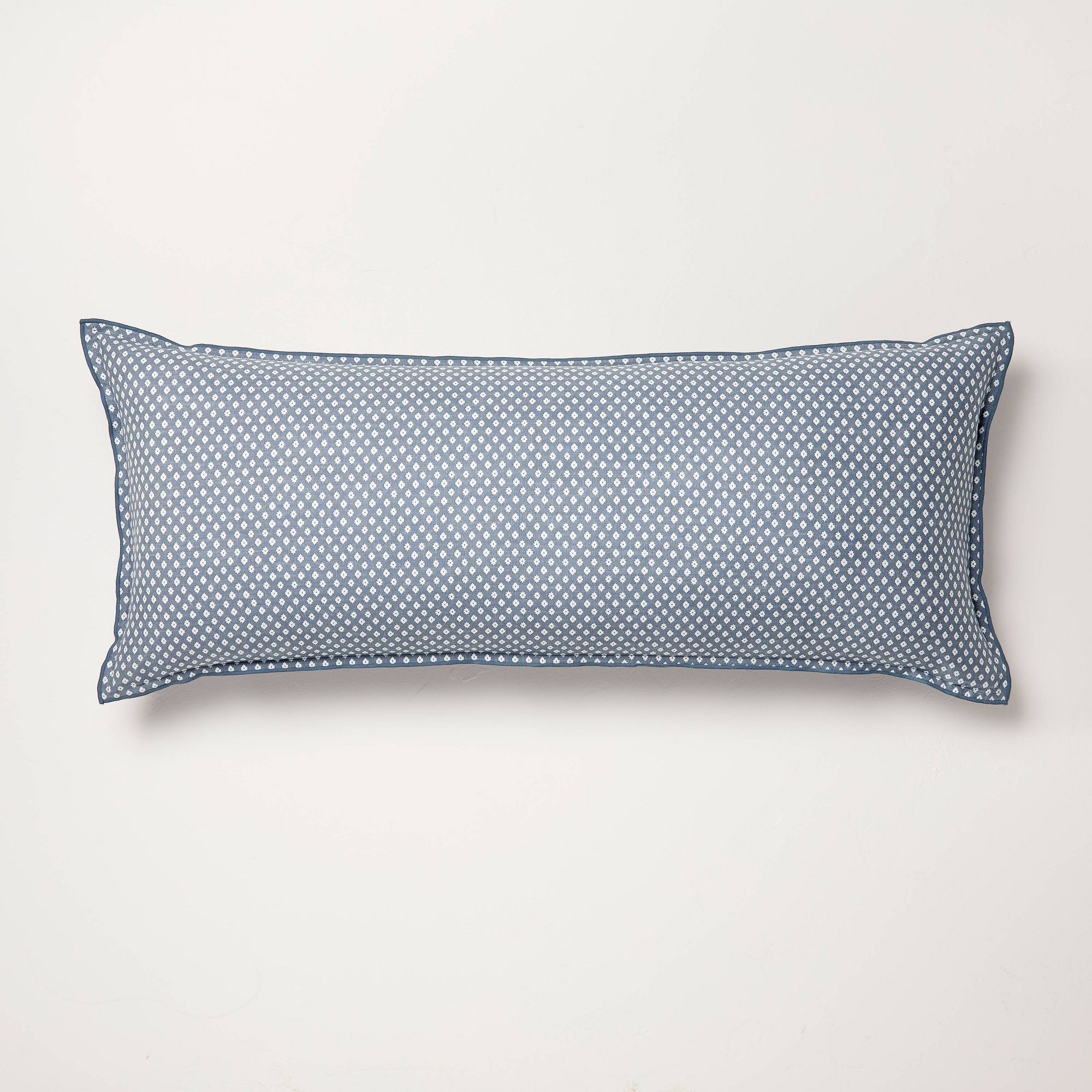 14"x36" Block Pattern Oblong Throw Pillow Blue - Hearth & Hand™ with Magnolia
