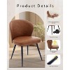 Modern Leather Dining Chairs Set of 2 Kitchen Dining Room Chairs with Padded Back and Seat, Armless Faux Leather Upholstered Accent Side Chair - 4 of 4