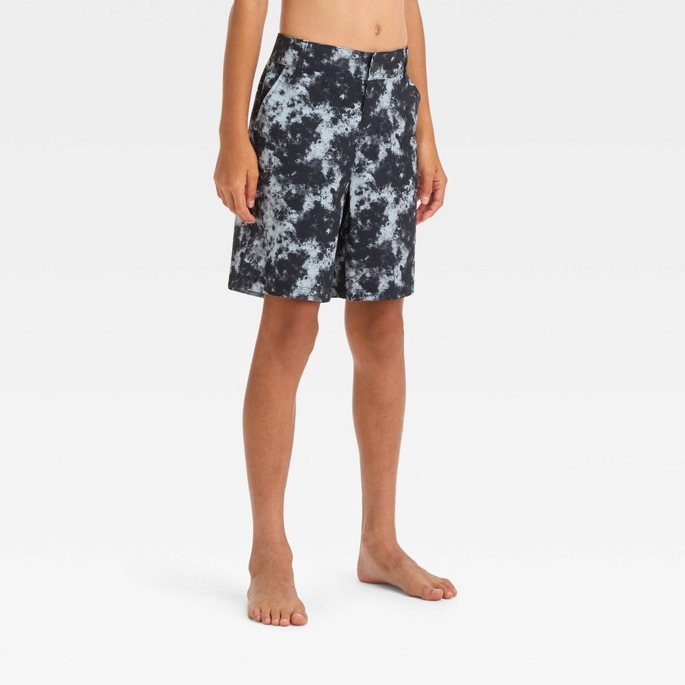 Photos - Swimwear Boys' Hybrid Tie-Dye Swim Shorts - art class™ Black 12 Husky