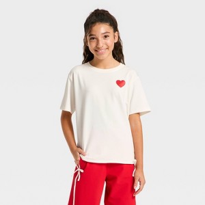 Girls' Heart Print Graphic T-Shirt - All In Motion™ - 1 of 4