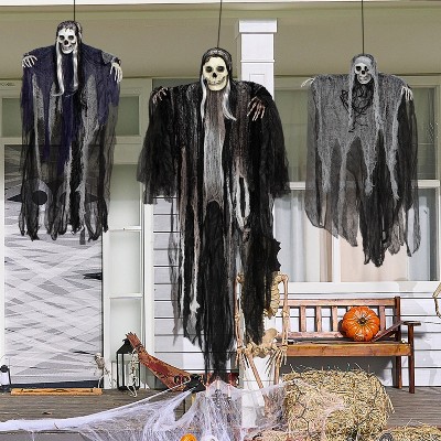 Joyfy 3 pcs Halloween Hanging Skeleton Scaring Ghost, Grim Reapers Outdoor Decorations for Yard Patio Lawn Garden Party, Halloween Scary Ghost Props