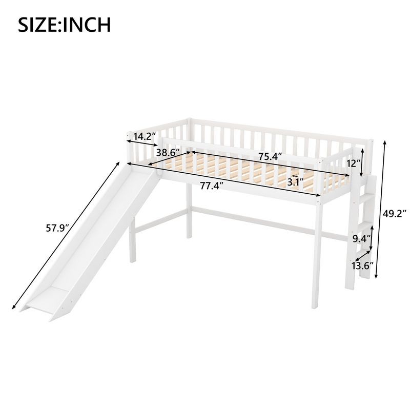 Twin Size Loft Bed with Ladder and Slide-ModernLuxe, 3 of 8