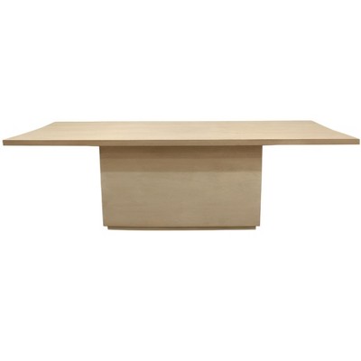 HomeRoots 96" Natural and Brown Solid Wood Pedestal Base Dining Table
