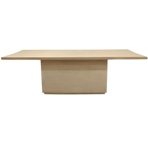 HomeRoots 96" Natural and Brown Solid Wood Pedestal Base Dining Table - 1 of 4