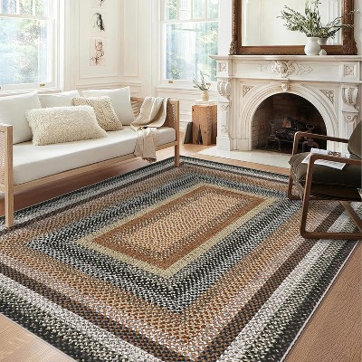 Vintage Braided Doormat, Washable Low-Pile Non-Slip Non-Shedding Small Rug for Entrance, Bedroom, Living Room, Kitchen, Farmhouse Decor