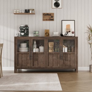 Sideboard Buffet Cabinet with Glass Doors, Large Buffet Cabinet with Storage, Modern Farmhouse Storage Cabinet Table for Kitchen Dining Room - 1 of 4