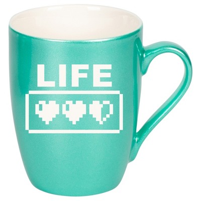 100 North Gaming 10 Ounce Seafoam Metallic Finish, Comfortably Fits Your Hands, New Bone China Coffee Tea Cup Mug, Life