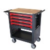 Belatt 4 Drawer Tool Trolley Cart, Wood Top - Heavy Duty Tool Box, Ball Bearing Slides, with Wheels and Adjustable Shelves, Black - 2 of 4