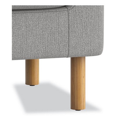 Gray Upholstered Club Chair with Oak Wood Base