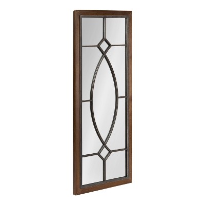 16" x 42" Bakersfiel Windowpane Wall Mirror Rustic Brown - Kate & Laurel All Things Decor