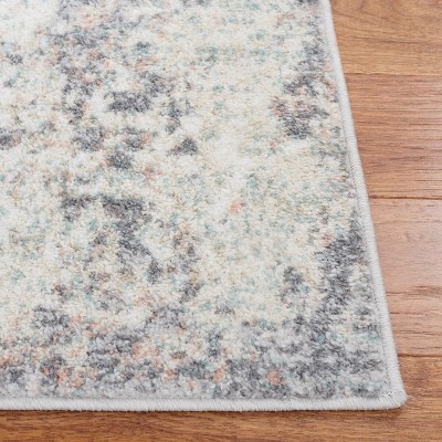 Gray and Beige Round Hand-knotted Synthetic Rug