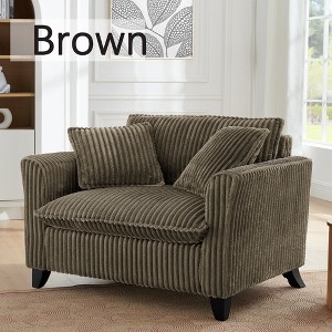 Hrinhom 46.5"W Corduroy Lazy Sofa Chair, Single Sofa Chair with Pillow - 1 of 4