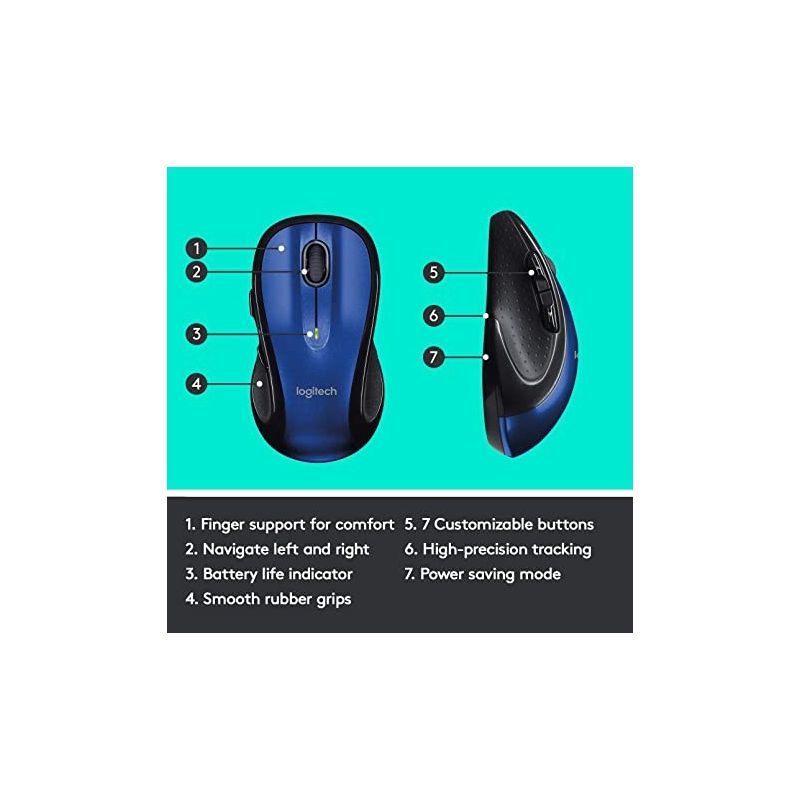 Logitech M510 Wireless Mouse Laser Mouse & Receiver -Blue, 5 of 7