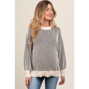 Pinkblush Black Ribbed Balloon Sleeve Maternity Sweater - 1 of 4