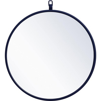 Elegant Lighting Metal frame round mirror with decorative hook 18 inch in Blue