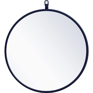 Elegant Lighting Metal frame round mirror with decorative hook 18 inch in Blue - 1 of 4