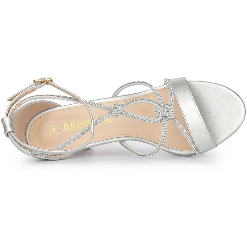 Allegra K Women's Open Toe Rhinestone Knot Strap Stiletto Heels Sandals, 5 of 7