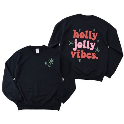 Simply Sage Market Women's Graphic Sweatshirt Retro Holly Jolly Vibes Front and Back