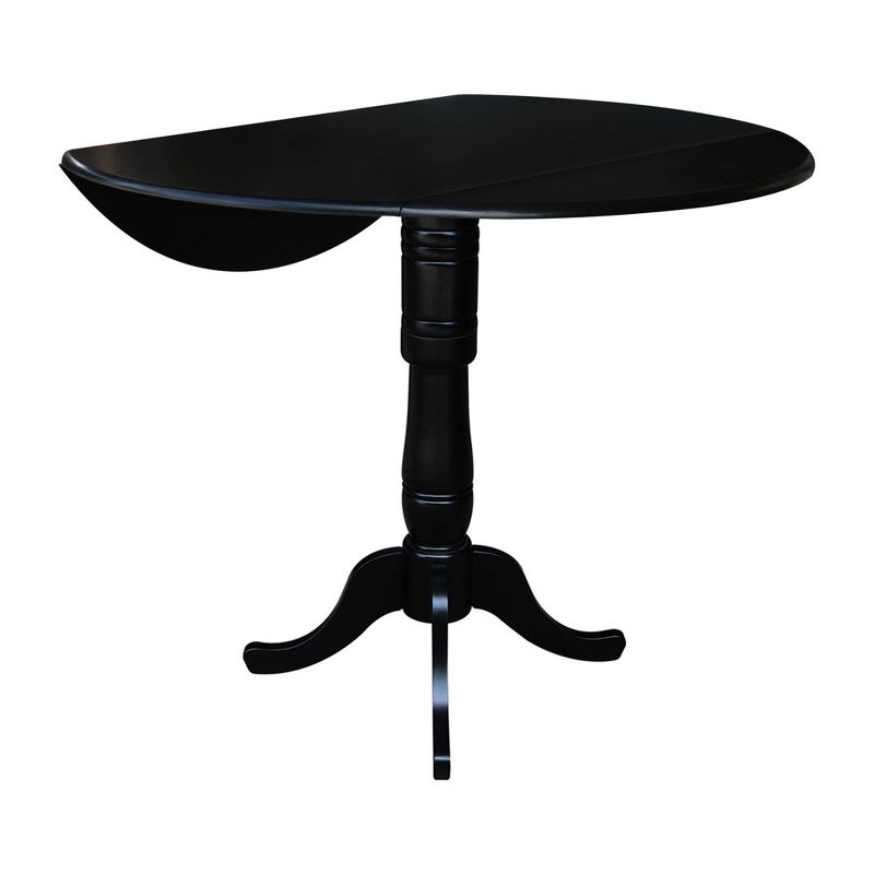 Davidson Round Dual Drop Leaf Pedestal Table Black - International Concepts, 5 of 10