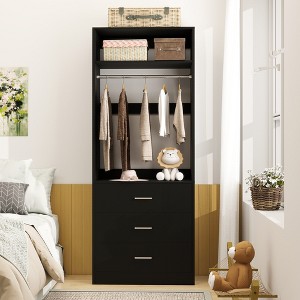 Aheaplus Freestanding 24" Closet System with 3 Wood Drawers - 1 of 4