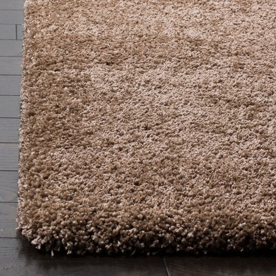 Milan Dark Beige Synthetic Shag Square Rug 3' x 3'